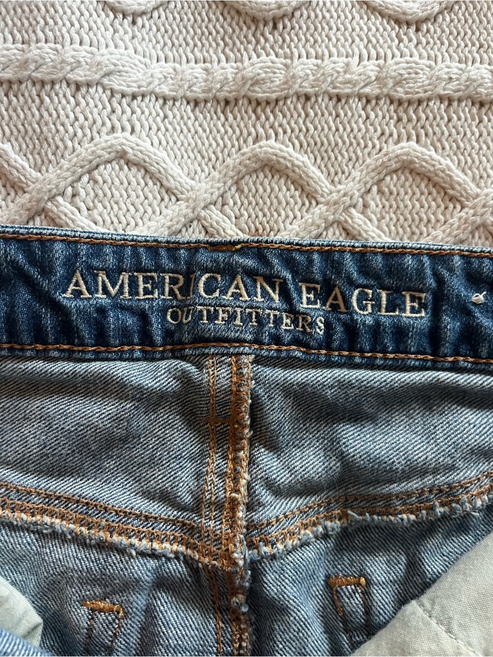 American Eagle Outfitters Distressed Dark Blue Denim Mini Skirt Size 0 - Picture 2 of 8